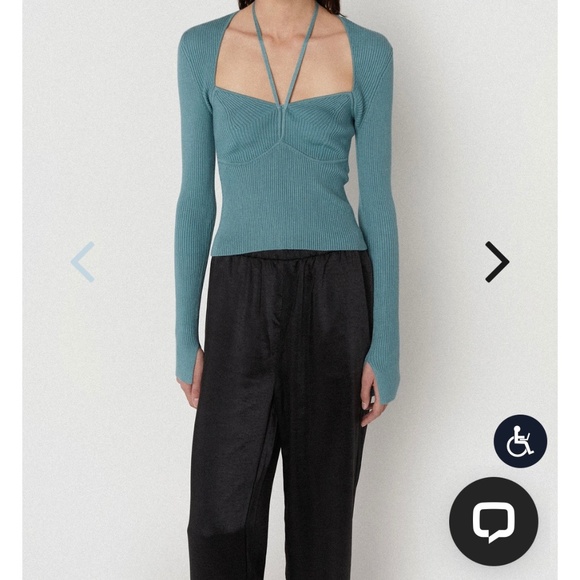 SWEETHEART KNIT TOP WITH HALTER TIES - Picture 1 of 4